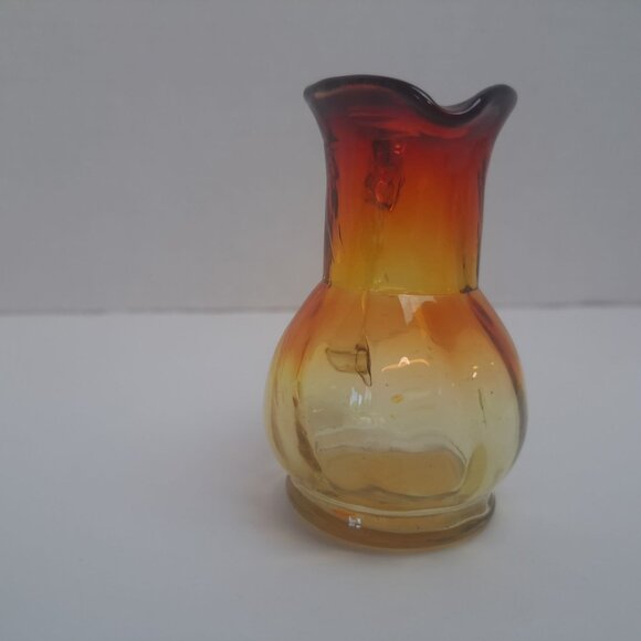 Rainbow Hand Blown Amberina Color Mini Glass Pitcher - Picture 4 of 16